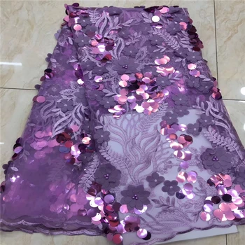 

Tollola African Lace Fabrics 2019 High Quality Lace Nigerian Tulle Lace Fabric Bride Lilac Sequins French Net Lace Fabric