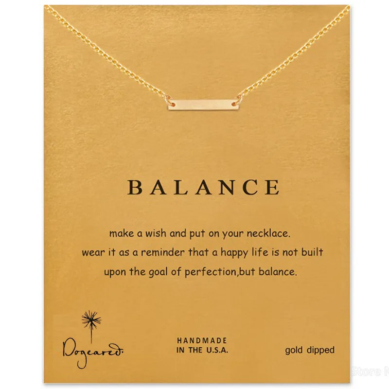 

New Gold-color Balance Wood Straight Bar Alloy Clavicle snake Pendant Short Necklace With Card Christmas Gift