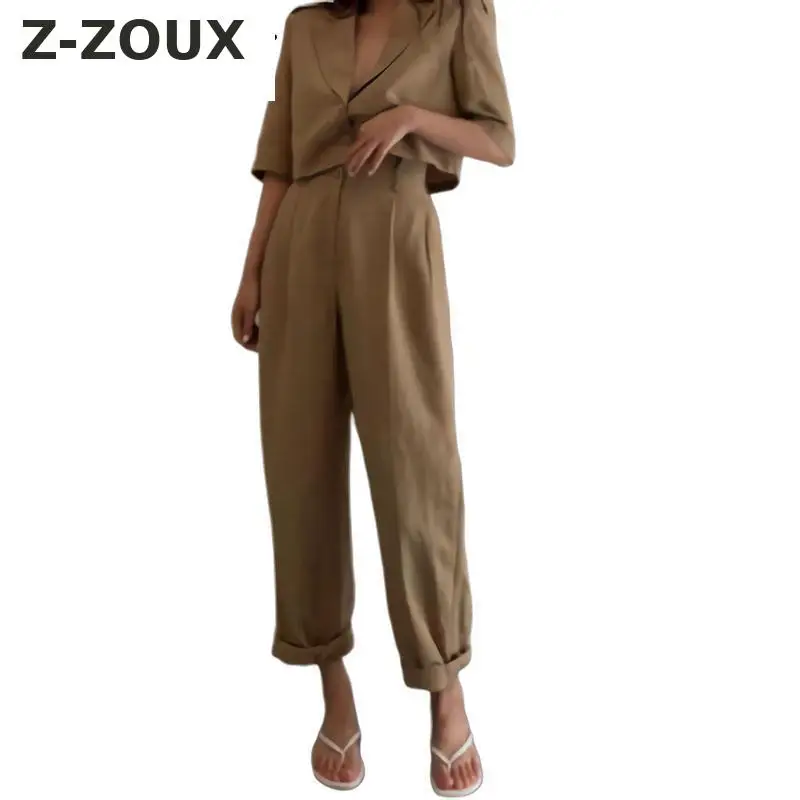 Z ZOUX Женский комплект женский костюм наборы для отдыха короткий пальто высокая