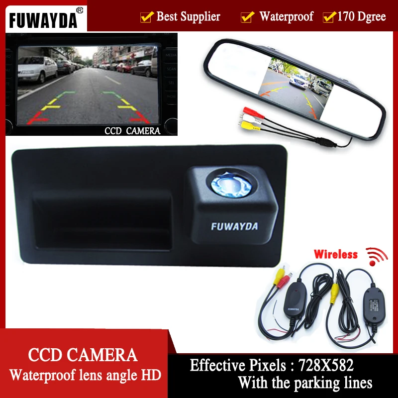 Fuwayda Night Vision 170'' Wide View Angle Hd Handle Ccd Car Rearview