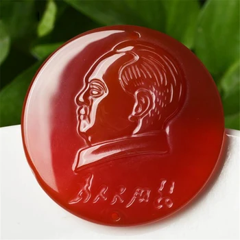 

Genuine natural red agate pendant pendant portrait of Chairman Mao Memorial agate chalcedony Pendant