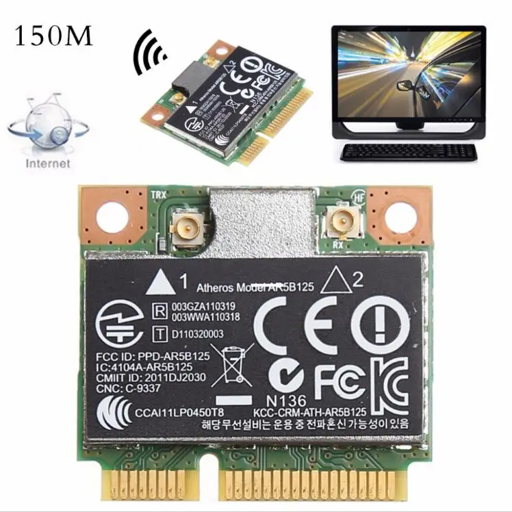 Atheros AR5B125 Mini PCI-E 802,11 a/b/g/n 150 Мбит/с Беспроводной карты