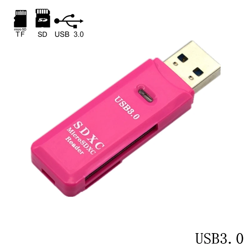 GAOMUYUE USB 3,0 кард-ридер для карт microsd и tf; USB3.0 кард-ридер s для SD/TF карт Поддержка Max 100 м/с DJ2 - Цвет: USB3.0-Rose Red