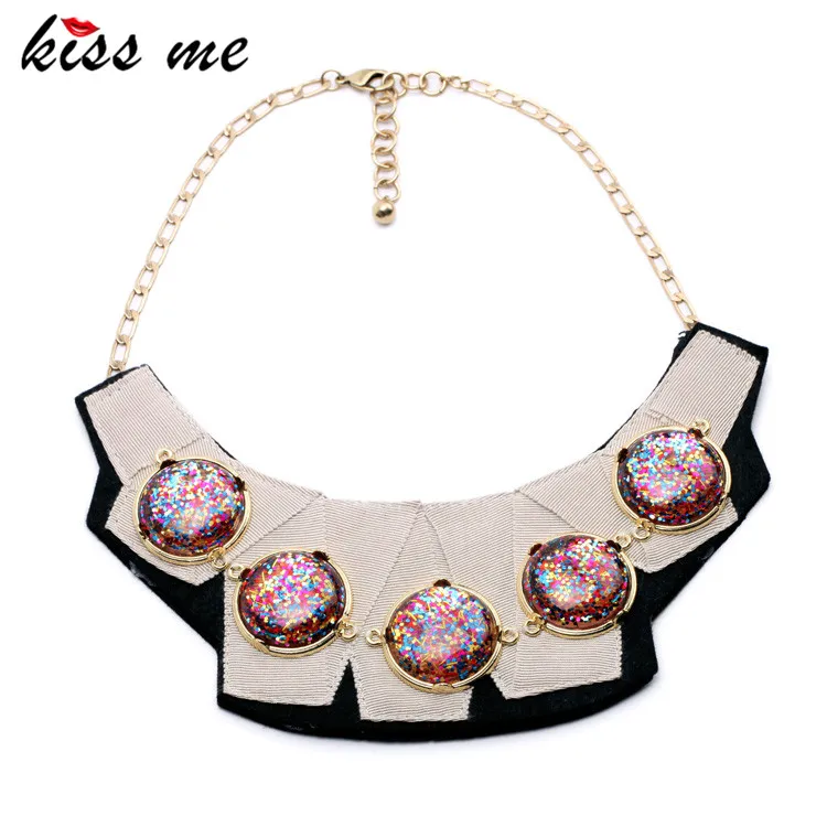

Personality Exaggerated Multicolor Round Large Pendants Costly Patchwork Necklace Factory Wholesale