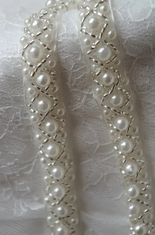 Buy pearl beaded trim, beading trim, bead embellishment trim from Reliable