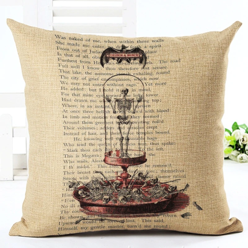 

Home Decor Text Background Skull Series Printed High Quality Cotton Linen Decorative Cushion Cover Pillowcase Car Seat 45*45cm