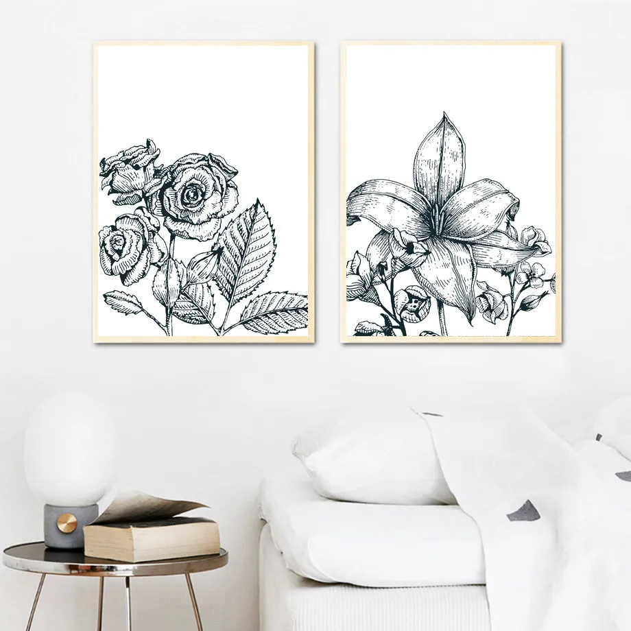 Lily Rose Flowers Wall Art Canvas Painting Nordic Posters And Prints Pop Art Decorative Paintings For Living Room Wall Decor
