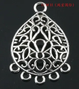 

OMH wholesale jewelry Free shipping EH301 6pcs tibetan silver pendants ear connectors Drop Ear Connectors 33.7x23mm