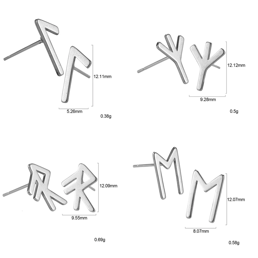 LIKGREAT, серьги из нержавеющей стали для женщин и мужчин, серьги-гвоздики в виде руны викингов, Винтажные Ювелирные изделия, скандинавские аксессуары для ушей