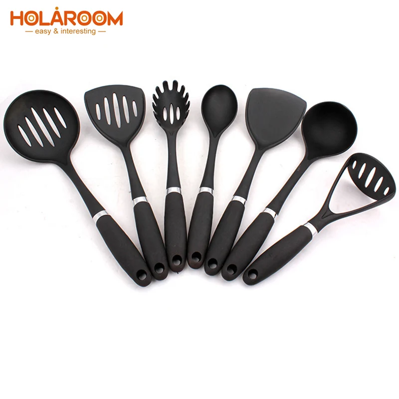 

Practical Spatula Spoons Colander Food Grade Nylon Kitchen Cooking Utensils Cookware Heat Resistant Kitchen Baking Tools