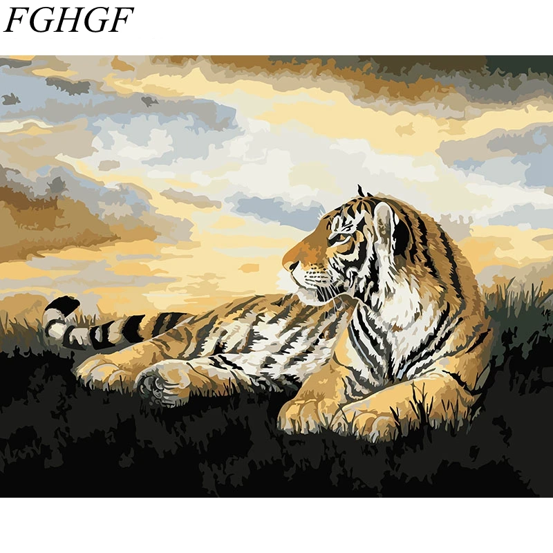 Набор для рисования по номерам на холсте тигр без рамки|pictures on wall|frameless paintingdiy canvas
