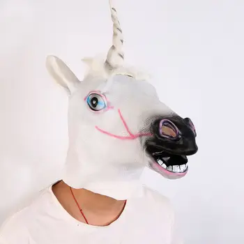 

Silicone White Horse Mask Party Funny Unicorn Mask Masquerade Masks Birthday Gift Halloween