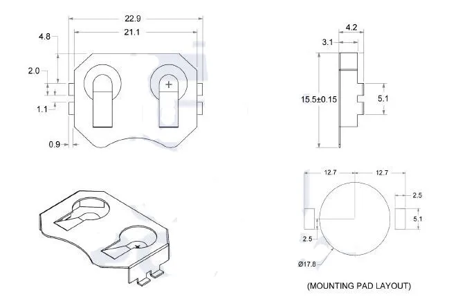 CR2032 выступающий батарейный контакт CR2020 держатель батареи CR2025 батарейный зажим SMT THM CCR-2002 CCR-2003 CCR-2004