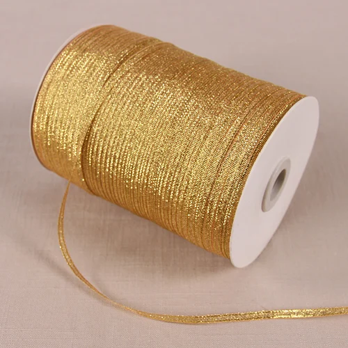 20 метров 1/8 ''(3 мм) черная лента с металлическими блестками цветная подарочная упаковка ленты Свадебная вечеринка Рождество украшение лента - Цвет: Gold Yellow