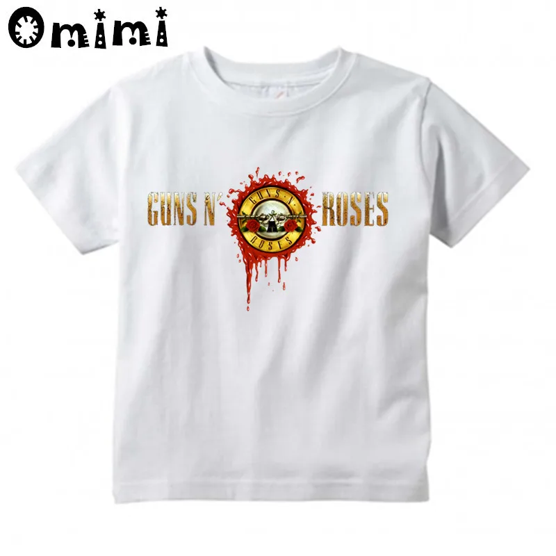 Детская футболка с принтом «косая скала», «пистолет» и «Роза», милые повседневные топы с короткими рукавами для мальчиков и девочек, детская забавная футболка, ooo6024
