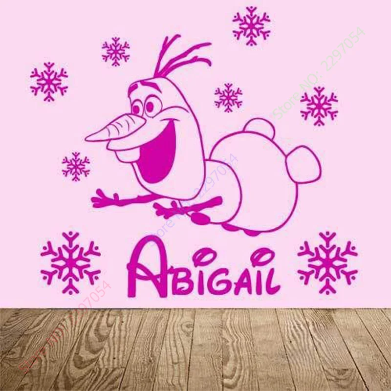 Personalised Olaf Elsa Vinyl Wall Stickers children Name Decal Art wallpaperin Wall Stickers