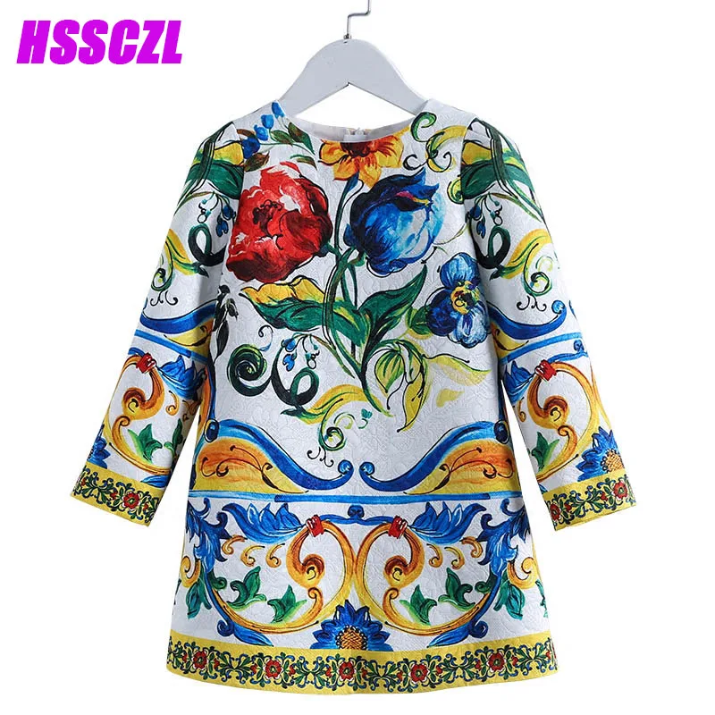 

Girls dress 2017 new spring long sleeves autumn floral girl princess high - end children 's clothing spring female baby tide