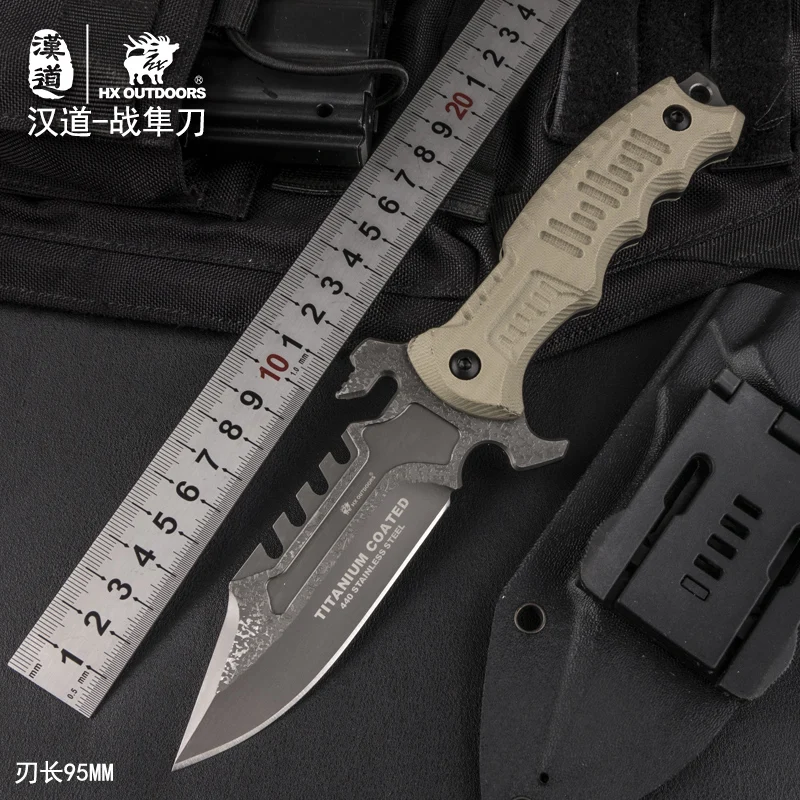 Дешевый HX на открытом воздухе тактический фиксированный нож походные охотничьи ножи 440C Стальные прямые спасательные ножи для выживания Открытый и...