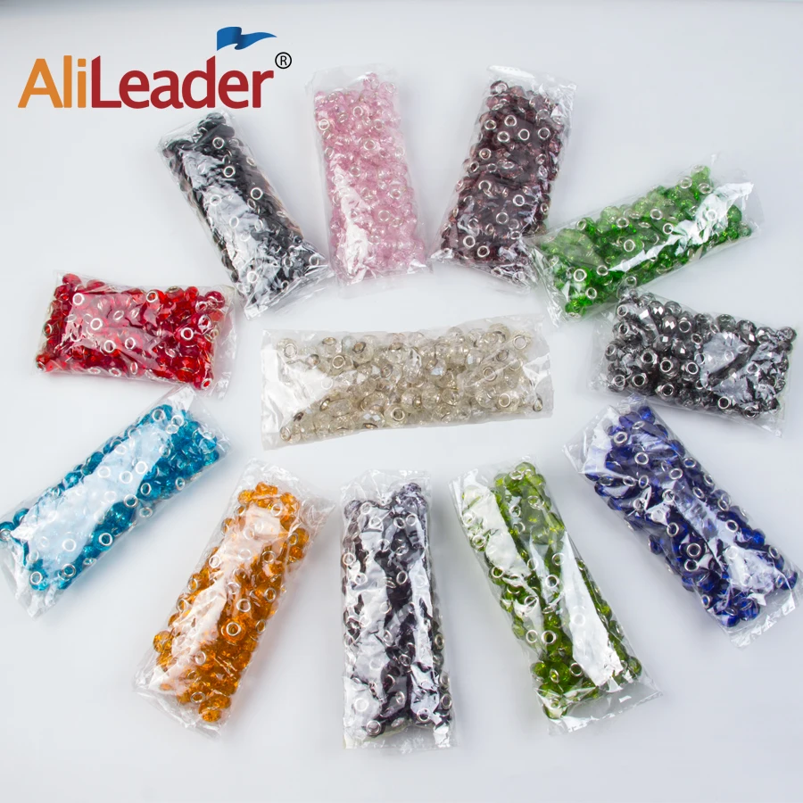 Wholesale Colorful Glass Beads For Hair Extension Dreadlock Beads Hair Jewelry For Braids Red/Pink Colorful Crystal Micro Ring