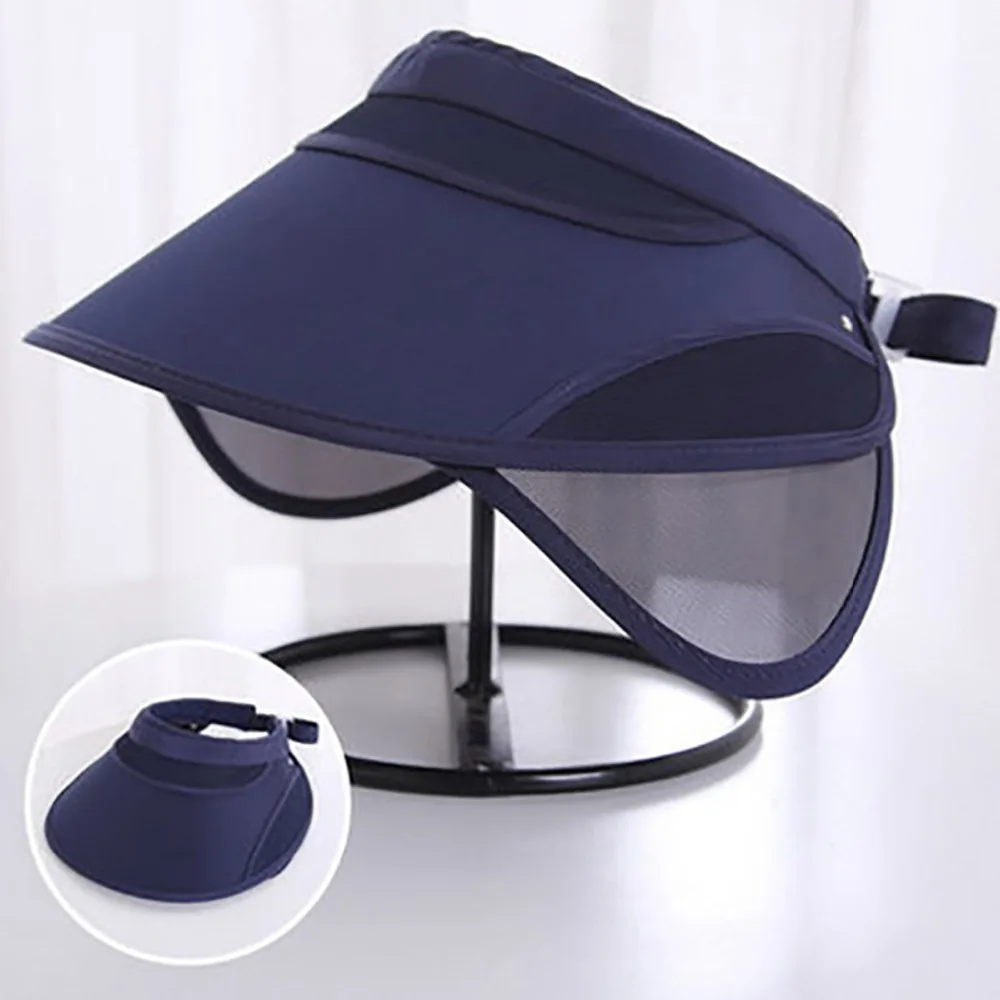 

2019 Fashion Summer women's Hats Retractable Solid Visor Caps Sun Empty Top Hat Solid Sombrero UV Woman Beach Hat