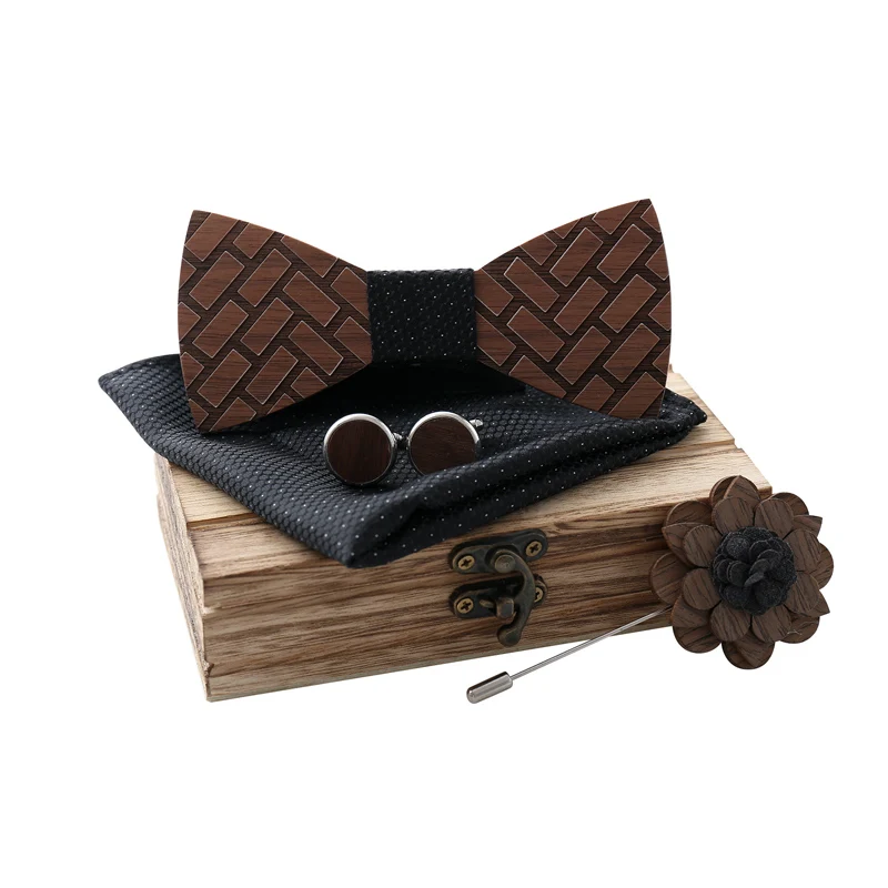 Экологически чистый натуральный деревянный лук галстуки Мужская деревянная бабочка с бесплатными подарками плед платок бутоньерка запонки T302SQ - Цвет: C1