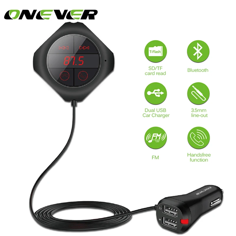 

Onever 6-in-1 Hands Free Wireless Bluetooth FM Transmitter Modulator Car MP3 Player TF/SD Memory Card USB LCD Car Accessories