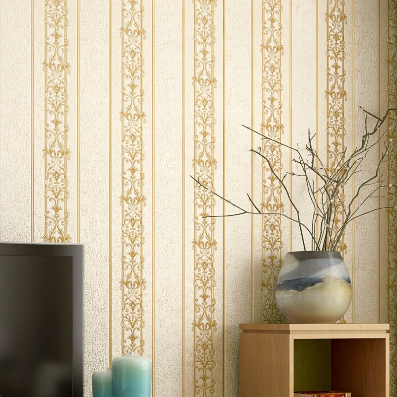 Wholesale European rural vertical striped wallpaper bedroom living room
