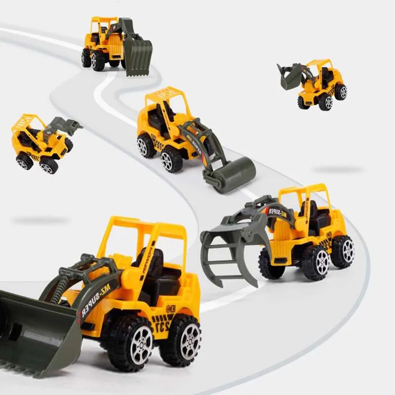 6 шт детская трафика строительная машина игрушка бульдозер землеройные машины самосвал каток для мальчика малыша, чтобы играть