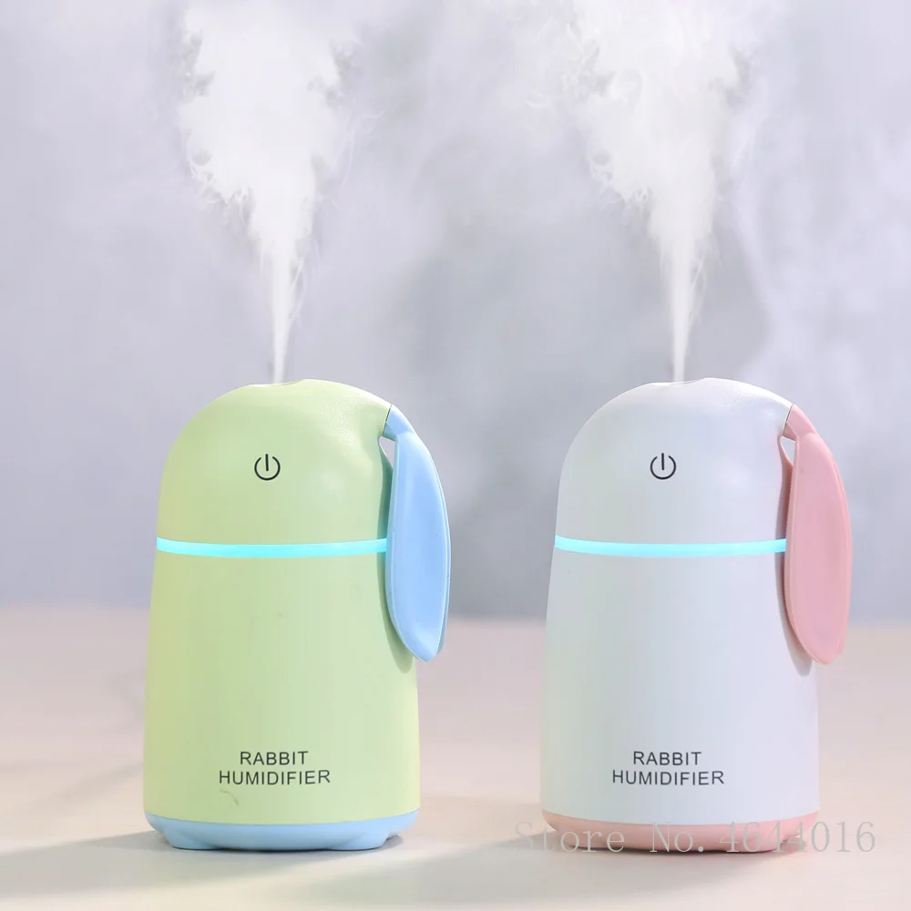 

Cute Rabbit Humidifier 170ML Ultrasonic Car Air Humidifier Mini USB Aroma Diffuser With 7 Color LED Light and Waterless Shut-off