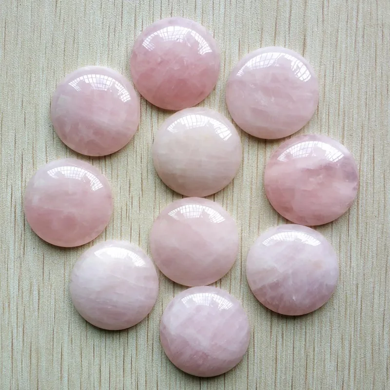 12 шт./лот, новая мода, натуральный камень, смешанный круглый кабошон, бусины 30 мм для изготовления ювелирных аксессуаров - Цвет: rose quartz stone
