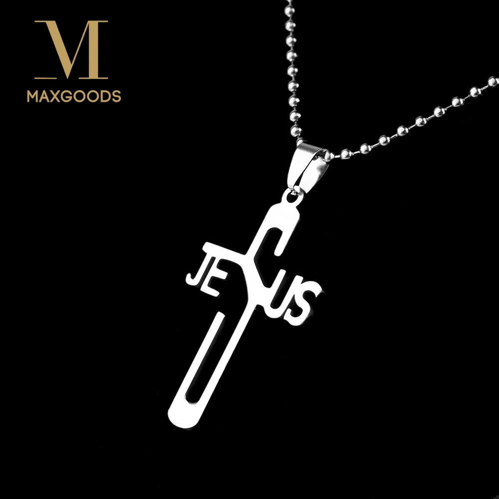 

1Pcs Stainless Steel JESUS CROSS Necklaces & Pendants Silver Color Chic Women & Men Necklaces Jewelry Wholesale