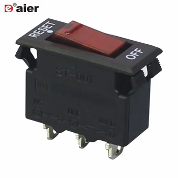 

5Pcs 220V Red Button 3 Pins Circuit Breaker Switch Current Overload Protector 5A 250VAC Switches With Short Terminal