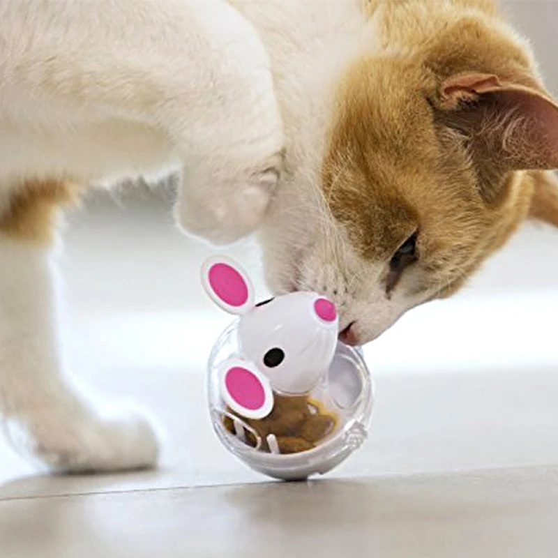 Automatic Feeders Pet Cat Dog Tumbler Automatic Leaking Device Cartoon Mouse Shape Cat Toy Pet Supplies
