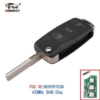 

Dandkey Car Remote Key 3 Buttons Fob 434MHz With ID48 Chip 1K0959753G For VW PASSAT B5 B6 Skoda CADDY GOLF JETTA POLO Lock Door