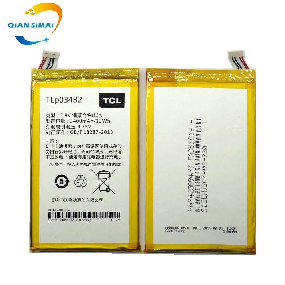 Оригинальный высококачественный аккумулятор TLP034B2 для телефона ALCATEL one touch pop s9 hero