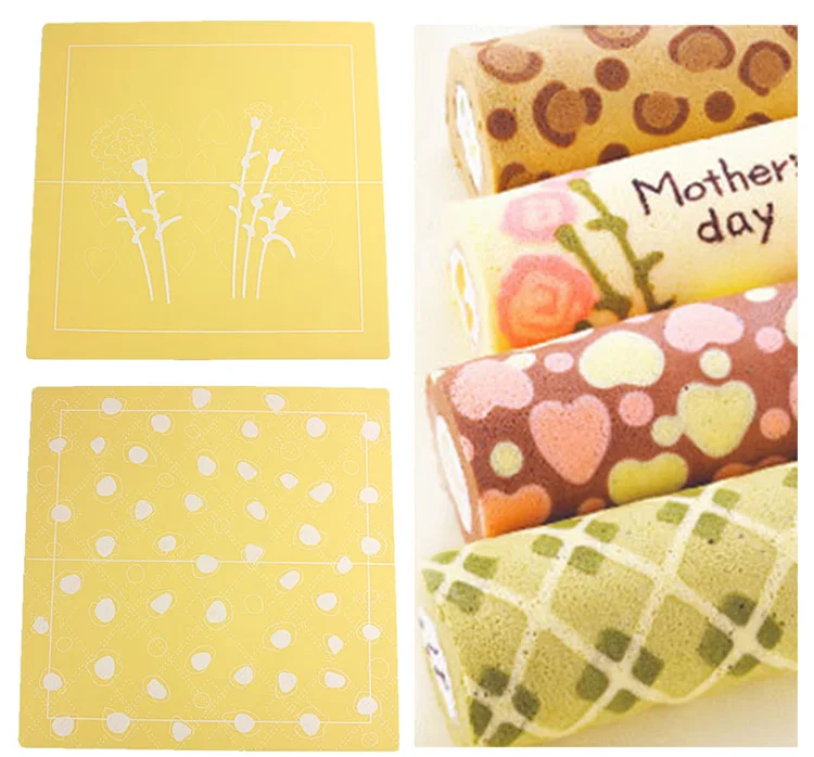 4 pc /pack Food Grade Japanese Style DIY Silicone Rubber Painting Silicon Lace Roll Cake Maker Pad Beautiful Painted Swiss Roll