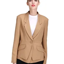 Hoffen Модный женский Блейзер, куртка на одной пуговице, приталенный офисный женский формальный пиджак, повседневная верхняя одежда, bleiser mujer WBJ