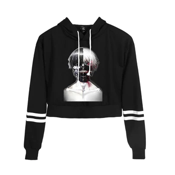 

2D Tokyo Ghouls New Clothes Navel Print Women CASUAL Spring Clothes 2019 Hot Sale Capless Long Sleeves Hoodies Print