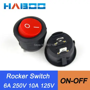 

100pcs/lot rocker switch 250v KCD105 SPST rocker switch 10A125V 2pins 2positions on-off mini red round electrical boat switch