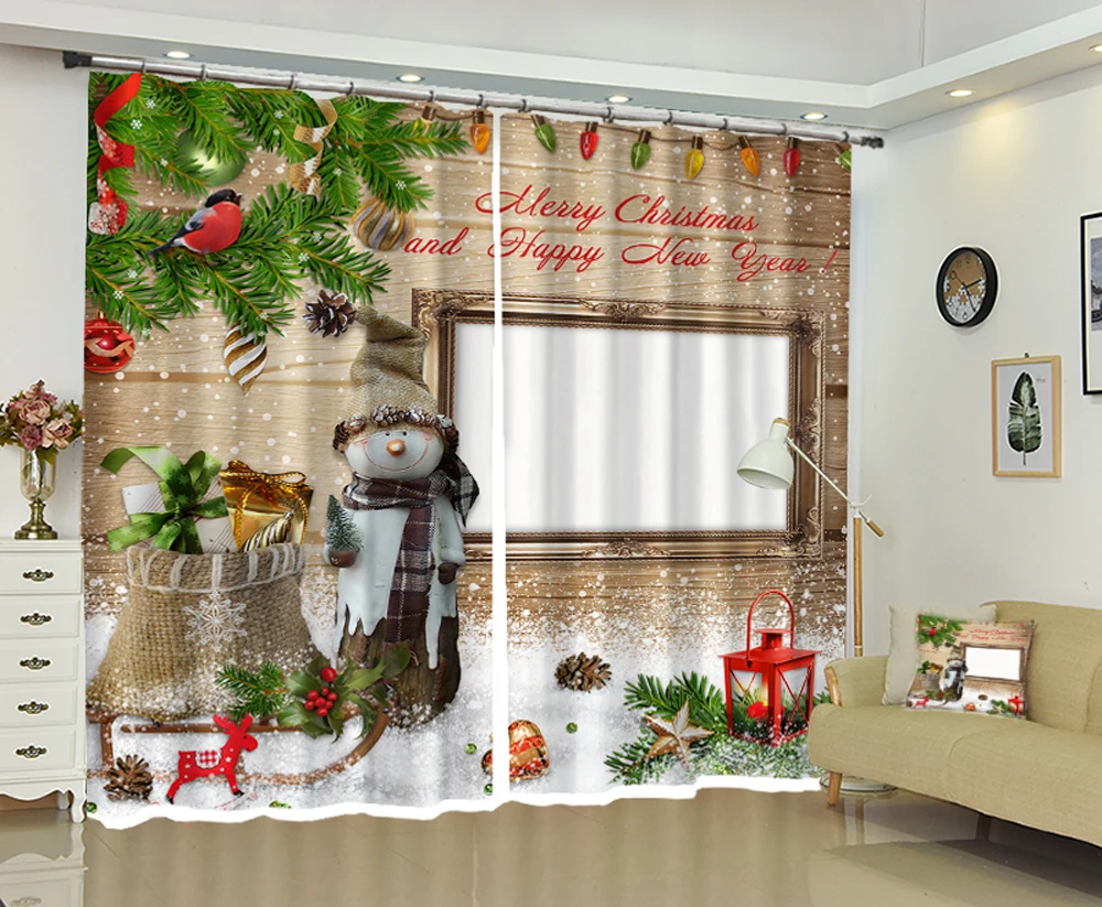 

Christmas part Blackout Curtains For Living room Bedding room Decor Tapestry Wall Carpet Drapes Cotinas Rideaux pillowcase