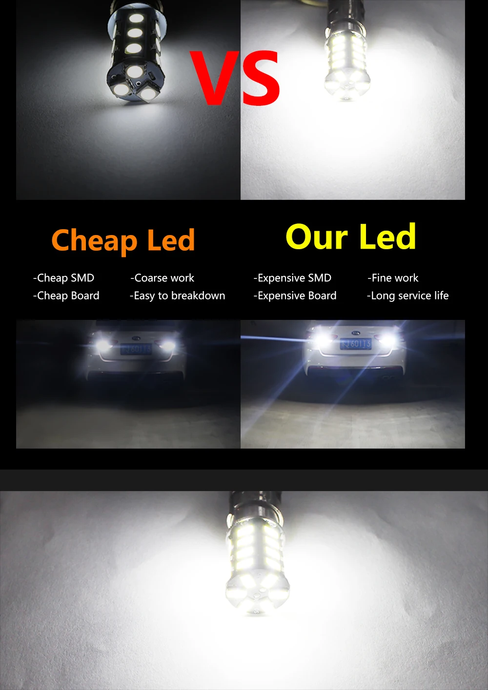 2PCS White LED BAY15D P21W 1157 Daytime DRL Light Bulbs 30SMD 5630  DC 12V