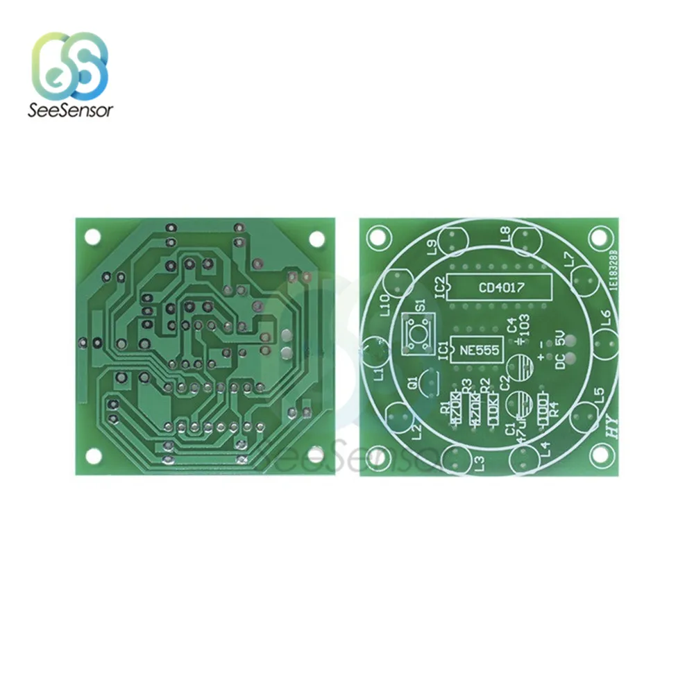 Электронный набор CD4017 NE555 самостоятельный DIY светодиодный светильник, комплекты, производственные части и компоненты, 3-5 в роторный набор