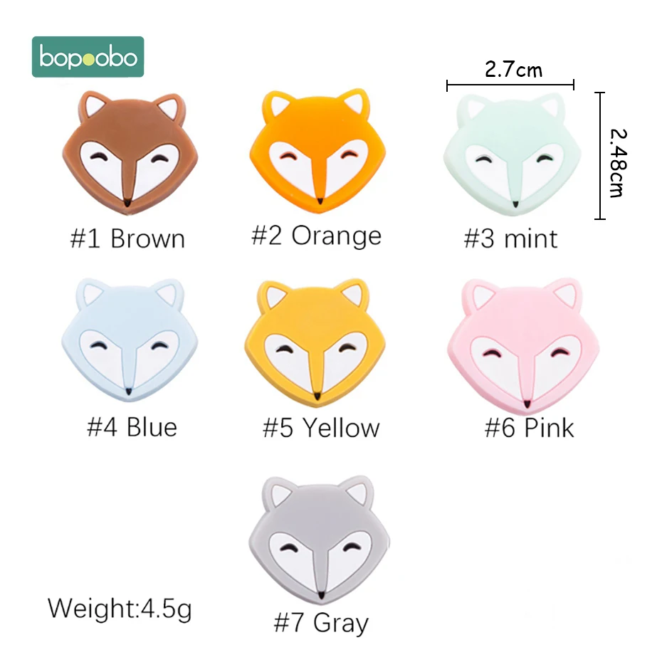 5pc Silicone Animal Beads BPA Free Baby Teething Beads DIY Toy For Pacifier Clips New Born Silicone Rodent Tiny Rod Baby Teether