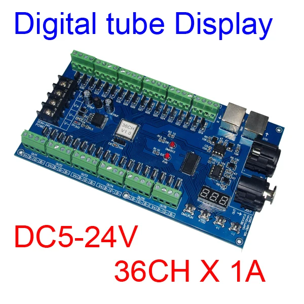 best price 1 pcs DC5V-24V 36 channel 12groups dmx512 decoder led controller