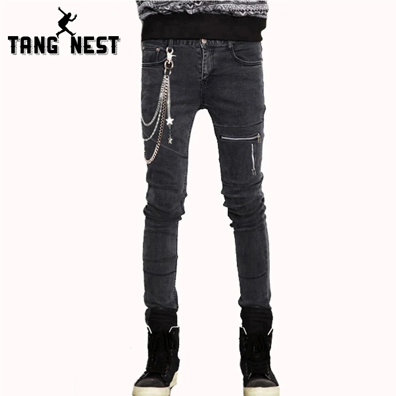 

2017 Hot Sale Jeans Male Autumn Men's Fashion Slim Full Length Men Jeans Fashion Zipper Personality Design Jeans Homme MKN723