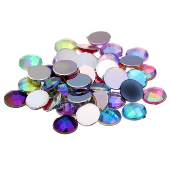 

12mm 200pcs AB Colors Acrylic Rhinestones Flatback Round Earth Facets Glue On Beads DIY Crafts Garments Accessories