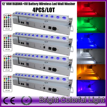 

Led wireless DMX 512 DJ Wedding Events Bar up Lighting RGBWAP 6 in 1 Led battery light 12 leds 18W Led uplight (4pcs/lot)
