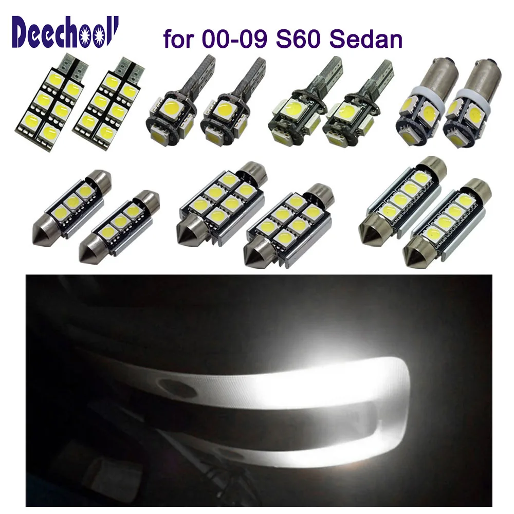 Deechooll 22 шт. Автомобильные светодиодные лампы для Volvo S60 Sedan Canbus Interior Light 00 09 Dome Map