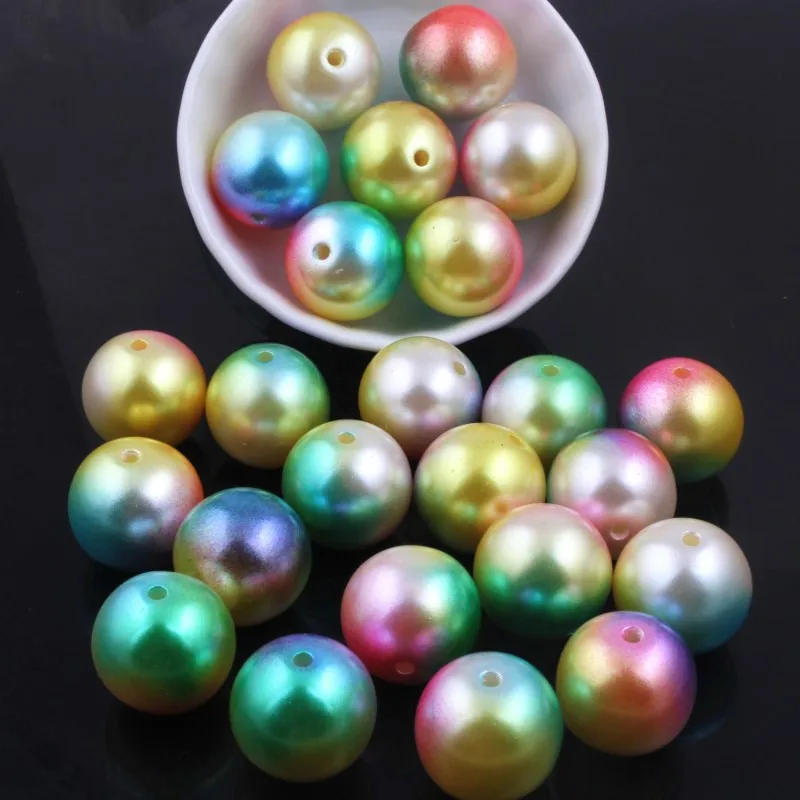 

OYKZA 20mm Acrylic Imitation Rainbow Pearl Beads for Chunky Bubble Kids Necklace Jewelry