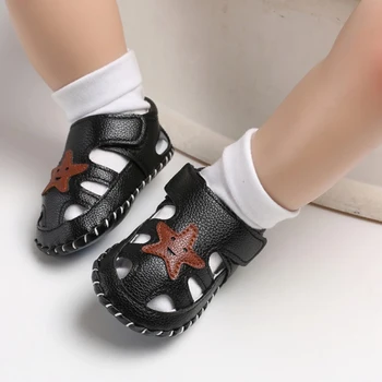 

0-18M Hot sale Fashion Baby Boy Cute Stars Soft Sole Anti-slip Crib Shoes First Walkers